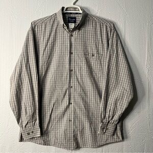 Vintage Wrangler Classic Grey/Blue Plaid Button Down Shirt Size LX